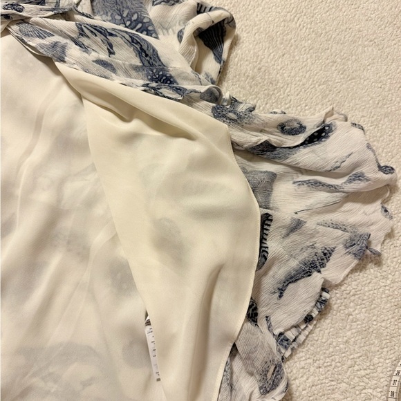 Allsaints Ari Oceano Long Sleeve Wrap Dress White Blue Shell Beach All Saints - Picture 10 of 14